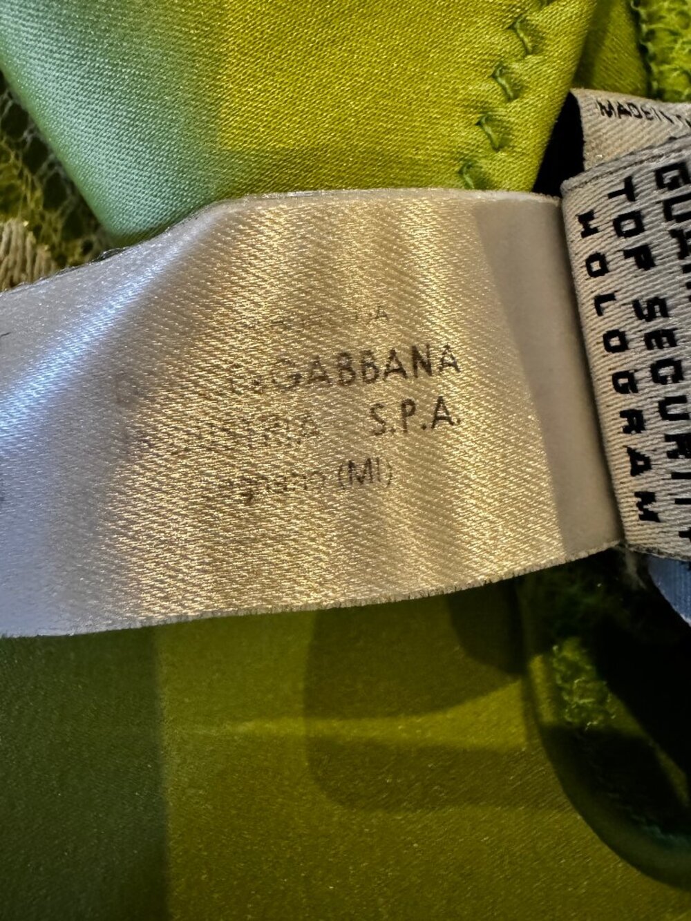 Dolce & Gabbana Lime Green Satin Cream Lace Camisole Top USA 34 XS-S - Picture 9 of 11